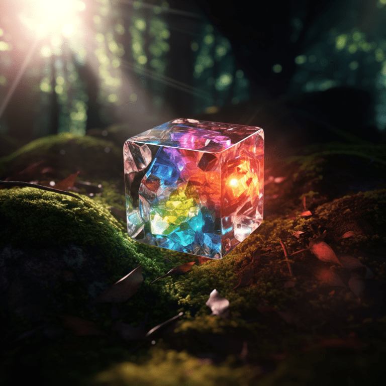 Colorful translucent crystal cube