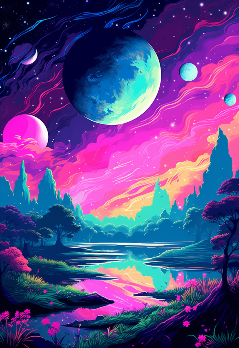 Beautiful galaxy vaporwave style